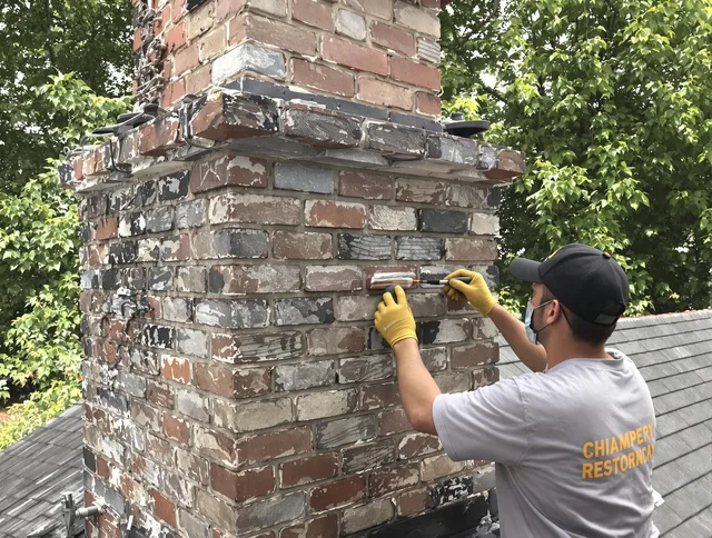 In-progress chimney restoration by Smithfield Chimney Sweep in Smithfield, RI