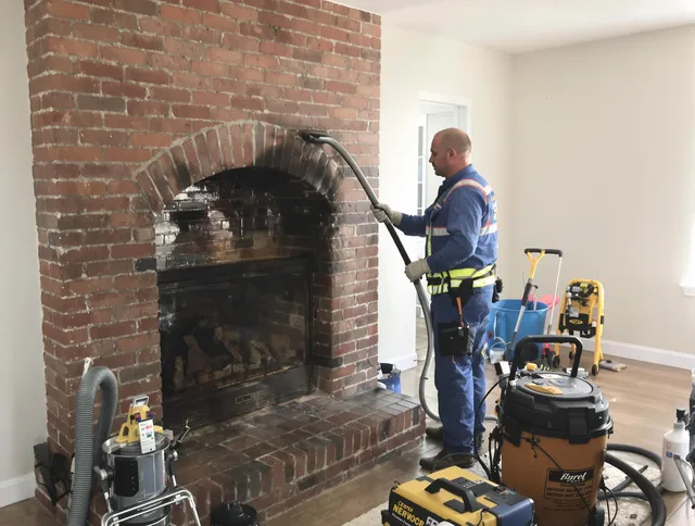 Smithfield Chimney Sweep expert performing detailed chimney sweep in Smithfield, RI