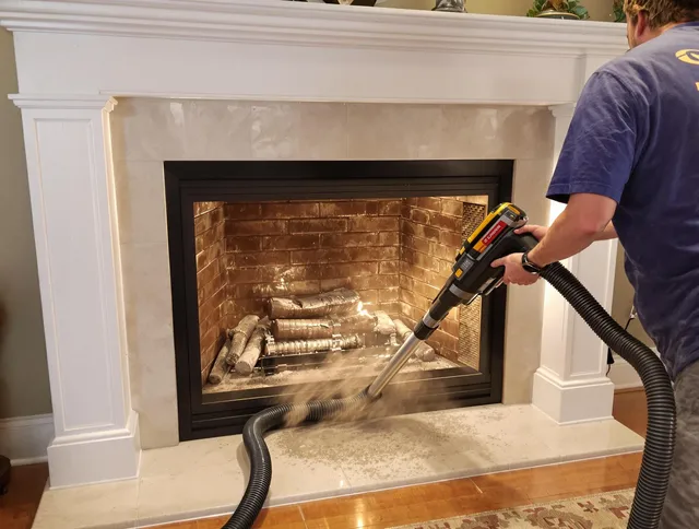 Fireplace cleaning performed by Smithfield Chimney Sweep in Smithfield, RI