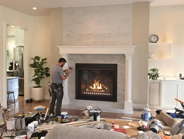 Newly installed fireplace by Smithfield Chimney Sweep in Smithfield, RI