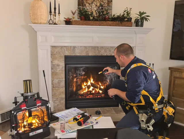 Safety-focused fireplace inspection by Smithfield Chimney Sweep in Smithfield, RI